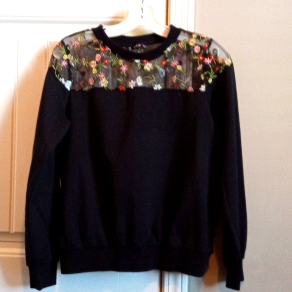 SHEIN sheer lace net sweatshirt